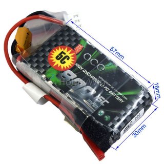 ACE 7.4V 2S 800mAh 15C LiPo battery JST plug