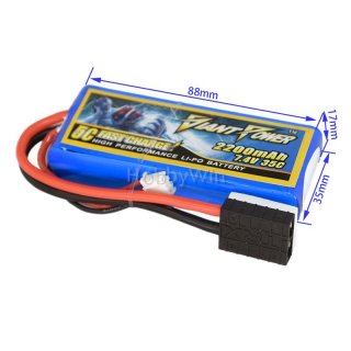 7.4V 2S 2200mAh LiPo Battery TRX type plug
