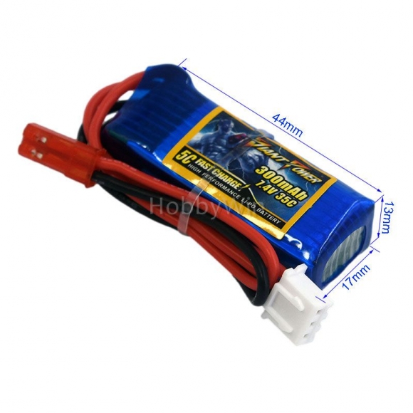 7.4V 2S 300mAh 35C LiPO Battery JST plug