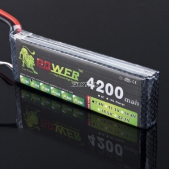 LION Power 7.4V 4200mAh 25C LiPO battery T plug