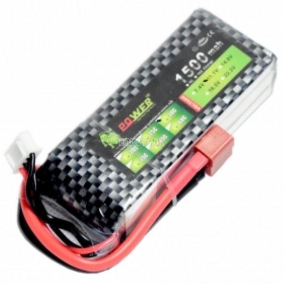 11.1V 3S 1500mAh 30C LiPO Battery T Plug