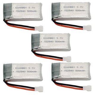 5pcs 1S 3.7V 500mAh 25C LiPO Battery MX2.0- 2P plug