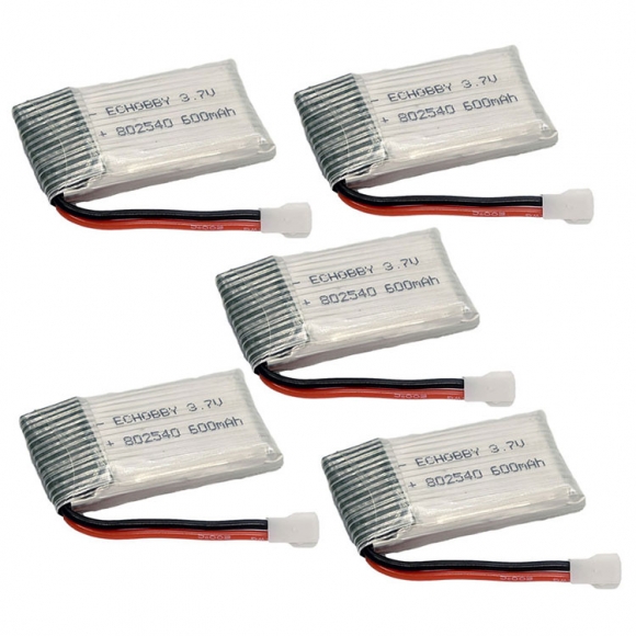 5PCS 3.7V 600mAh 25C LiPo Battery MX2.0-2P plug