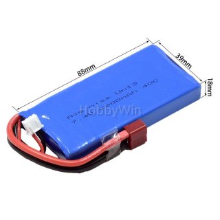 7.4V 2S 2800mAh 40C LiPO Battery T plug