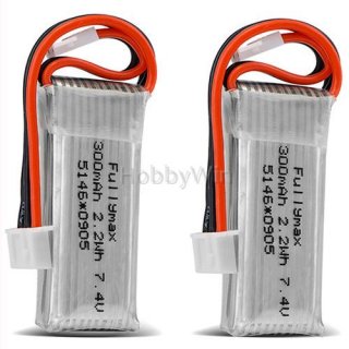 7.4V 2S 300mAh 35C LiPO Battery MX2.0 -2P positive plug