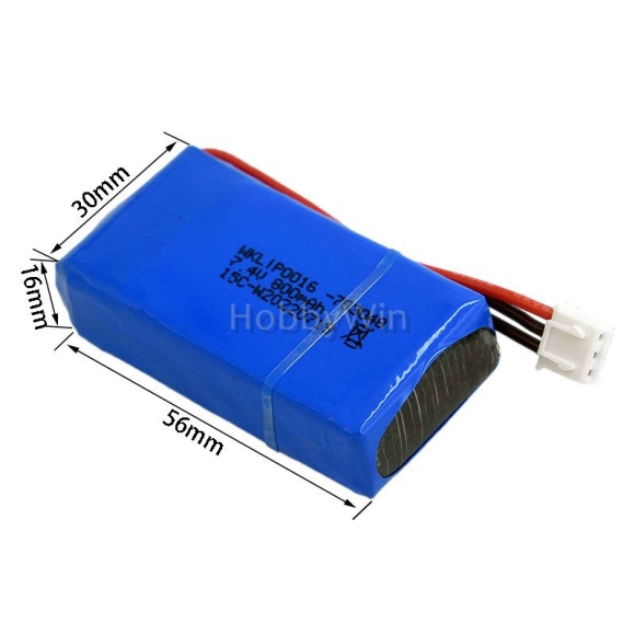 7.4V 2S 800mAh 15C LiPO Battery JST- XH2.54- 3P plug