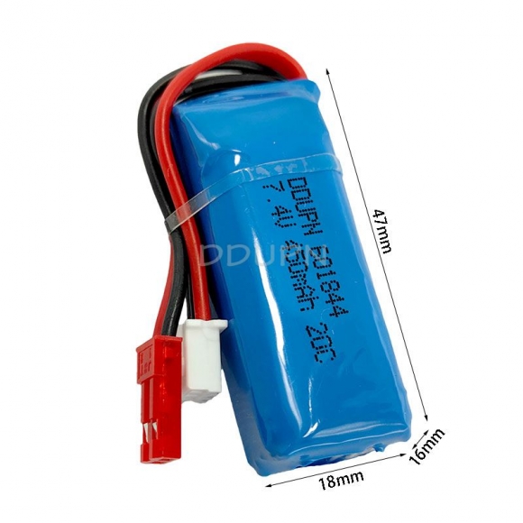 7.4V 2S 450mAh 20C LiPo battery JST plug