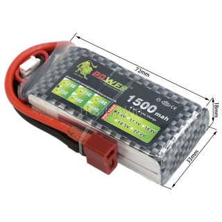 7.4V 2S 1500mAh 35C LiPO Battery T plug