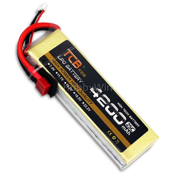 7.4V 2S 4200mAh 25C LiPo Battery T plug