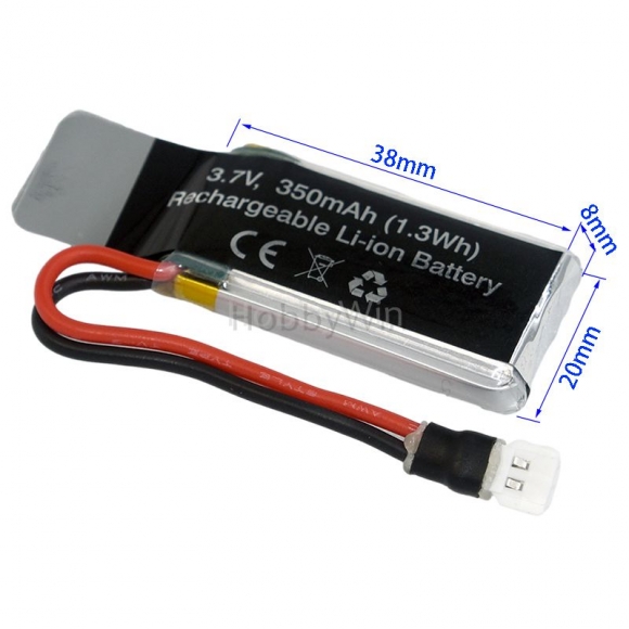 UdiRC part D33 -21 LiPo Battery 3.7V 350mAh 1.3Wh mx2.0 2P positive plug