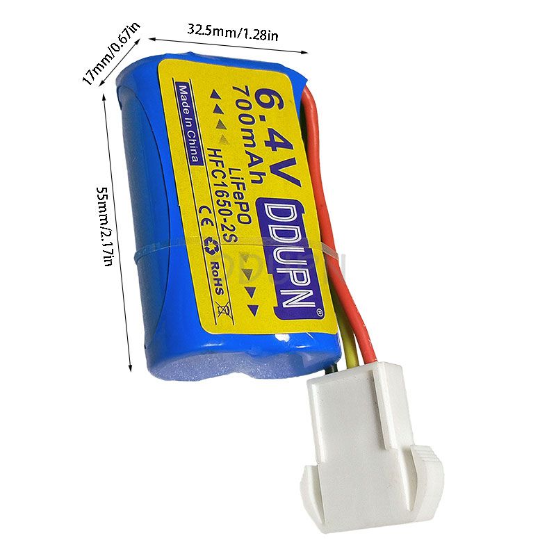 6.4V 2S 700mAh HFC1650 LiFePO Battery EL4.5 3P Rev female plug