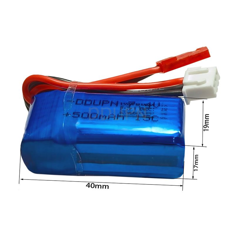 7.4V 2S 500mAh 15C LiPO Battery JST Plug